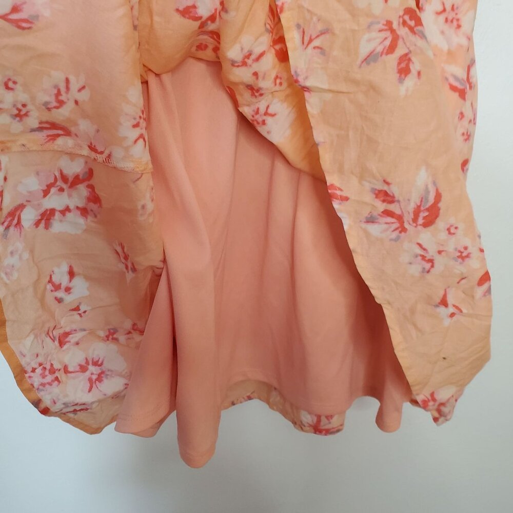 Lauren Conrad Peach Floral Spaghetti Strap Dress Size 8 Lined Pockets - Picture 6 of 8